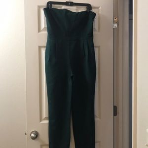 Dark green strapless ankle-length pant suit